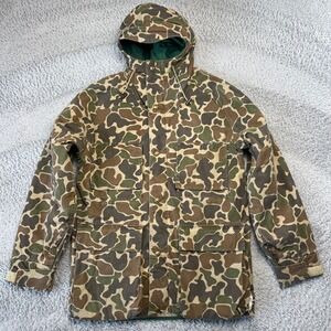 Woolrich Large Vintage Frogskin Camouflage Hunting Jacket Heritage Hooded Parka